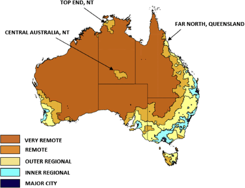 ASGC remoteness areas study sites Australian Government Department of Health 2006